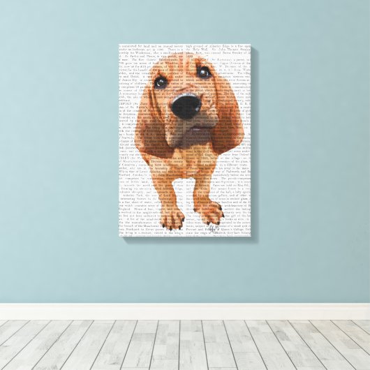 Bloodhound Puppy Canvas Afdruk (Insitu (Houten vloer))
