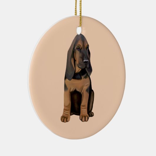 Bloodhound Puppy Keramisch Ornament (Rechts)