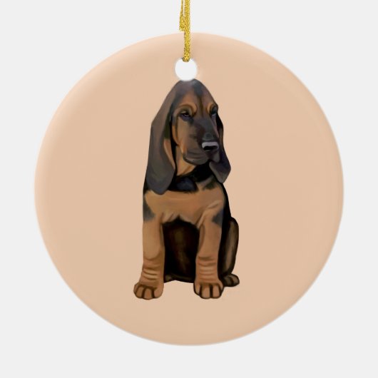 Bloodhound Puppy Keramisch Ornament (Achterkant)