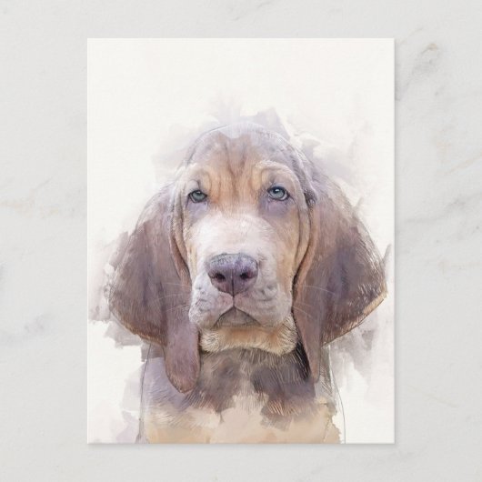 Bloodhound Puppy Portret Briefkaart (Voorkant)