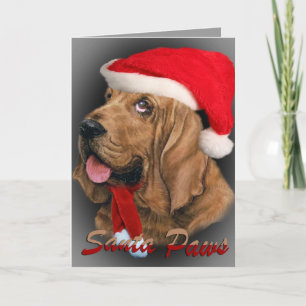 Bloodhound Santa Paws-kaarten Feestdagen Kaart