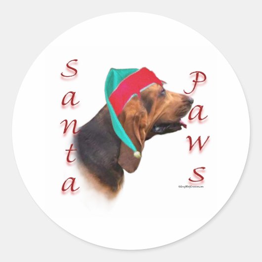 Bloodhound Santa Paws Ronde Sticker (Voorkant)