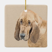 Bloodhound Schilderij - Liefdevolle Originele Hond Keramisch Ornament (Achterkant)