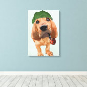 Bloodhound Sherlock Holmes Canvas Afdruk (Insitu (Houten vloer))