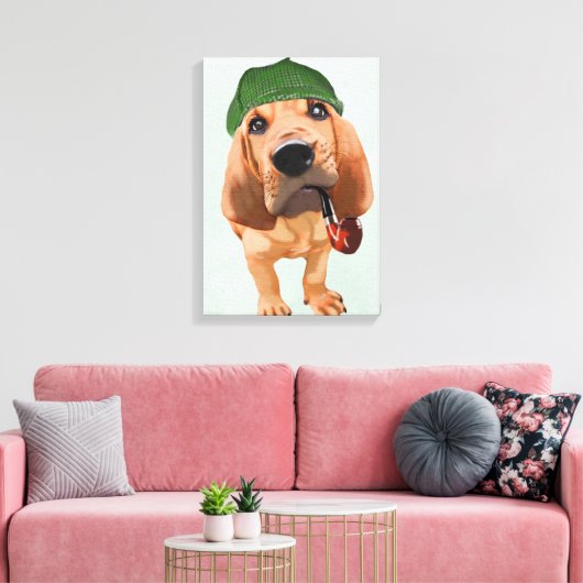 Bloodhound Sherlock Holmes Canvas Afdruk (Insitu (Woonkamer))