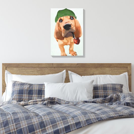 Bloodhound Sherlock Holmes Canvas Afdruk (Insitu (Slaapkamer))