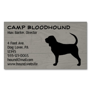 Bloodhound Silhouet Hondenras Faux Wood Style Magnetisch Visitekaartje
