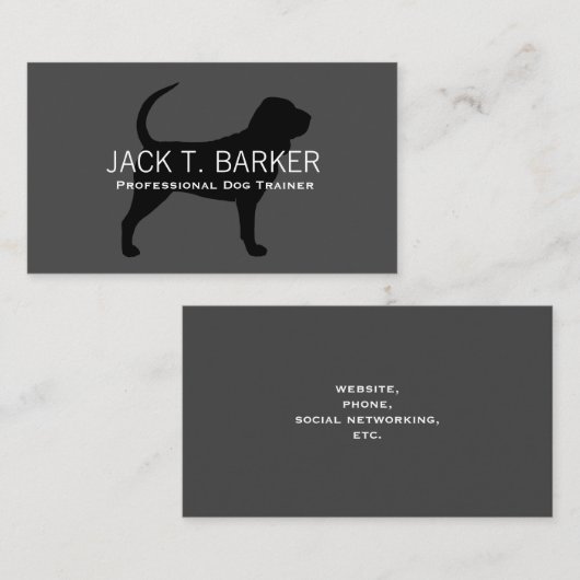 Bloodhound Silhouet Zwart op Grijs Visitekaartje (Voorkant / Achterkant)
