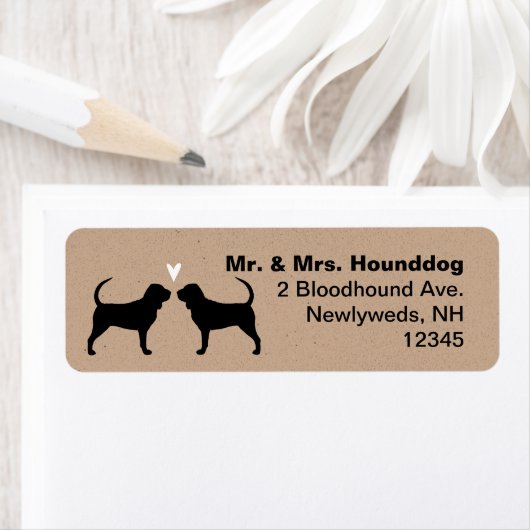 Bloodhound Silhouettes met het adres van de terugk Etiket (Insitu)