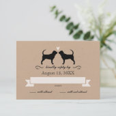 Bloodhound Silhouettes Wedding RSVP Kaartje (Staand voorkant)