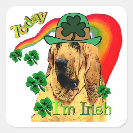 Bloodhound st Patricks Vierkante Sticker (Voorkant)
