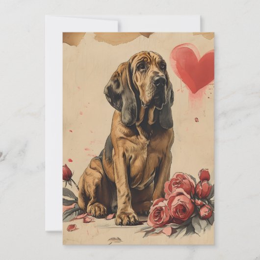 Bloodhound vintage Valentijnsdag  Feestdagenkaart (Voorkant)