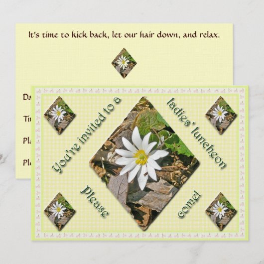 Bloodroot Wildflower Dames Luncheon uitnodiging (Voorkant / Achterkant)