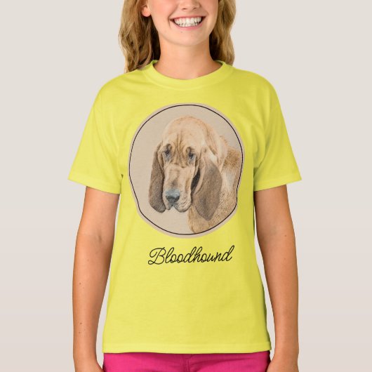 Bloodshond schilderen - Kute Original Dog Art T-Sh T-shirt (Voorkant)