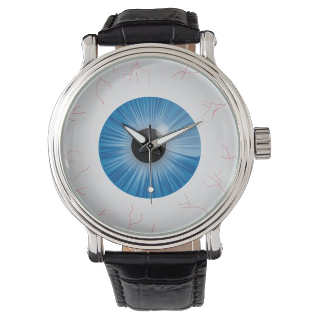 Bloodshot Blue Eyeball Horloge (Voorkant)
