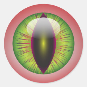 Bloodshot Eyeball Green Iris Slit Pupil Ronde Sticker