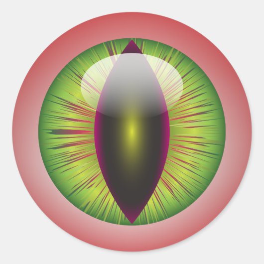 Bloodshot Eyeball Green Iris Slit Pupil Ronde Sticker (Voorkant)
