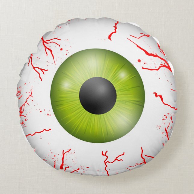 Bloodshot Eyeball Halloween Round Sierkussen Rond Kussen (Voorkant)