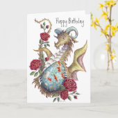 Bloodstone Dragon (Ram) - Verjaardag Kaart (Gele Bloem)