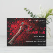Bloody Axe Verschrikkelijke Horror Halloween Feest Kaart (Staand voorkant)