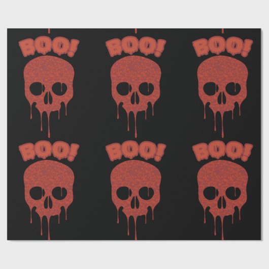 Bloody Boo Skull Halloween Cadeaupapier (Vlak)