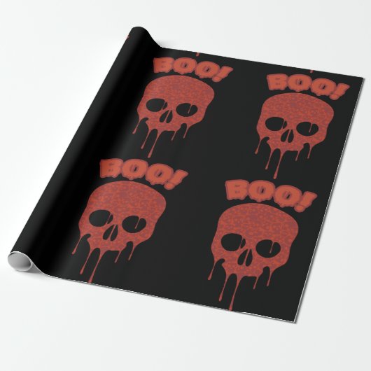 Bloody Boo Skull Halloween Cadeaupapier (Uitgerold)