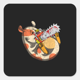 Bloody Chainzaag Halloween Costume Hamster Vierkante Sticker
