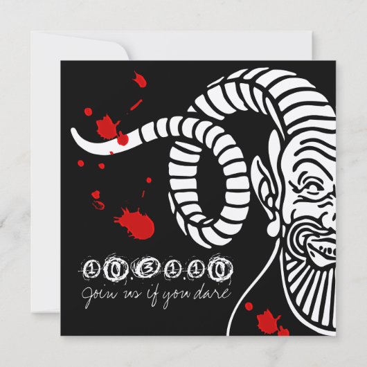 Bloody Devil Halloween Invitation on Cream Kaart (Achterkant)