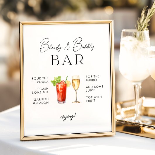 Bloody en Bubbly Bar Wedding Sign Poster