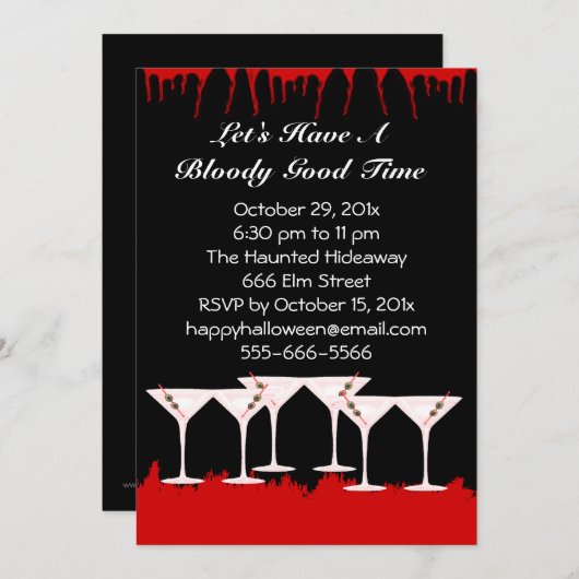 Bloody Good Time Halloween Invitation Kaart (Voorkant / Achterkant)