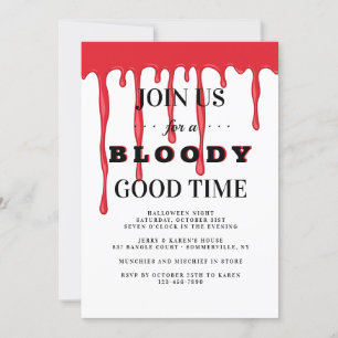 Bloody Good Time Halloween Party Invitation Kaart