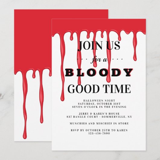 Bloody Good Time Halloween Party uitnodiging (Voorkant / Achterkant)