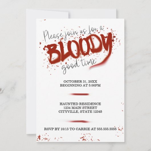 Bloody Good Time Halloween Party uitnodiging (Voorkant)