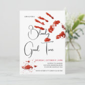 Bloody Good Time Halloween-uitnodiging, Bloederige Kaart (Staand voorkant)