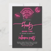 Bloody Good Time Neon Halloween Vampier Party Kaart (Voorkant)