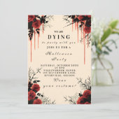 Bloody Gothic Rozen Halloween Party Kaart (Staand voorkant)