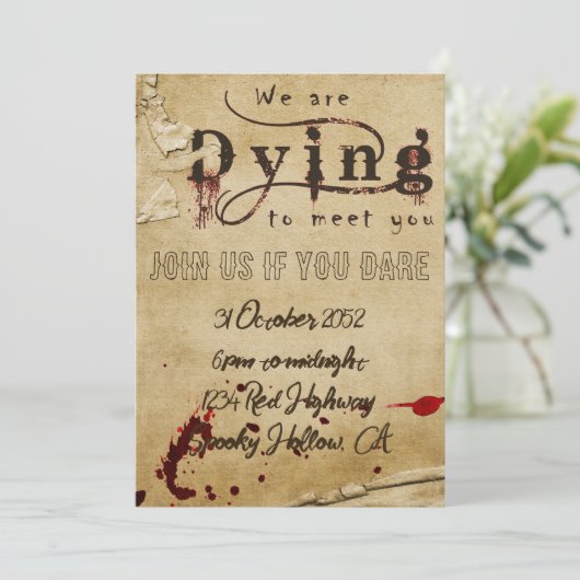 Bloody Halloween Invitation Kaart (Staand voorkant)