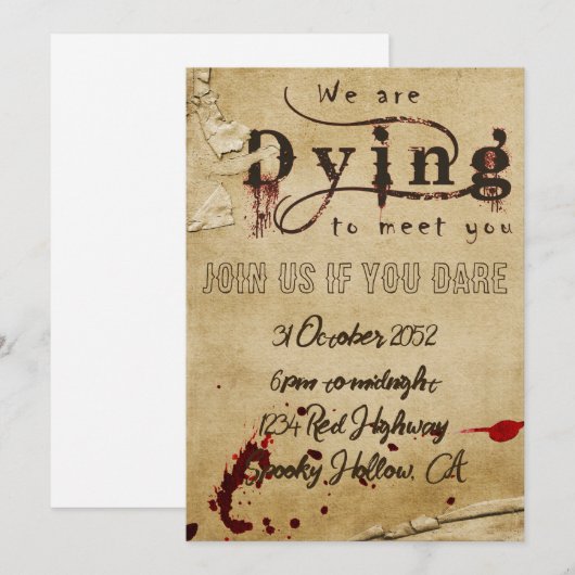 Bloody Halloween Invitation Kaart (Voorkant / Achterkant)