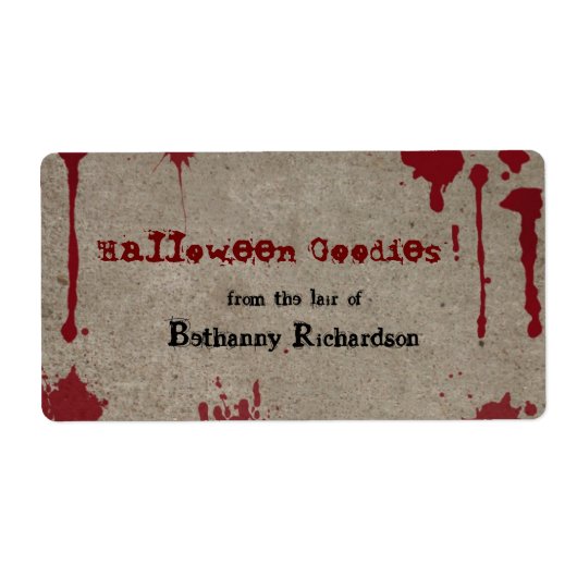 Bloody Halloween Keukenlabel Etiket (Voorkant)