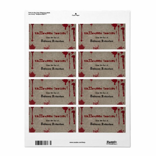 Bloody Halloween Keukenlabel Etiket (Full Sheet)