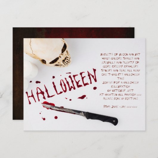 Bloody Halloween Party Briefkaart (Voorkant / Achterkant)