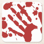 Bloody Hand Print Blood Spatter Halloween Kartonnen Onderzetters (Voorkant)