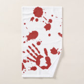 Bloody Hand Print Spatter Halloween Handdoek (Handdoek)