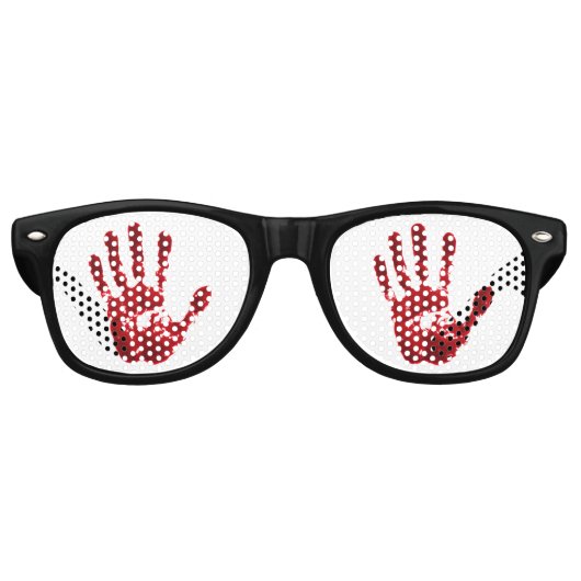 Bloody Hand Rood & Wit Spooky Halloween Retro Zonnebril (Voorkant)