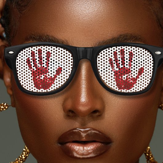 Bloody Hand Rood & Wit Spooky Halloween Retro Zonnebril