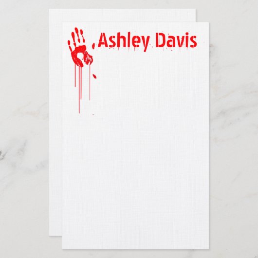 Bloody-handafdruk Halloween Briefpapier (Voorkant / Achterkant)