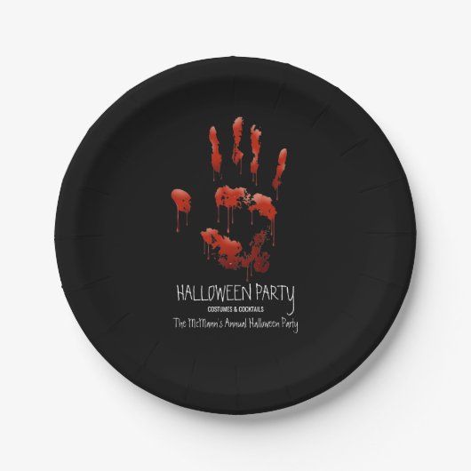 Bloody-handafdruk Halloween Papieren Bordje (Voorkant)