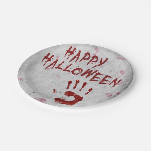 Bloody-handafdruk Halloween Papieren Bordje (Gekanteld)