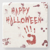 Bloody-handafdruk Halloween Stenen Onderzetter (Voorkant)