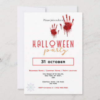 Bloody Handprint Business Halloween Party Custom Kaart